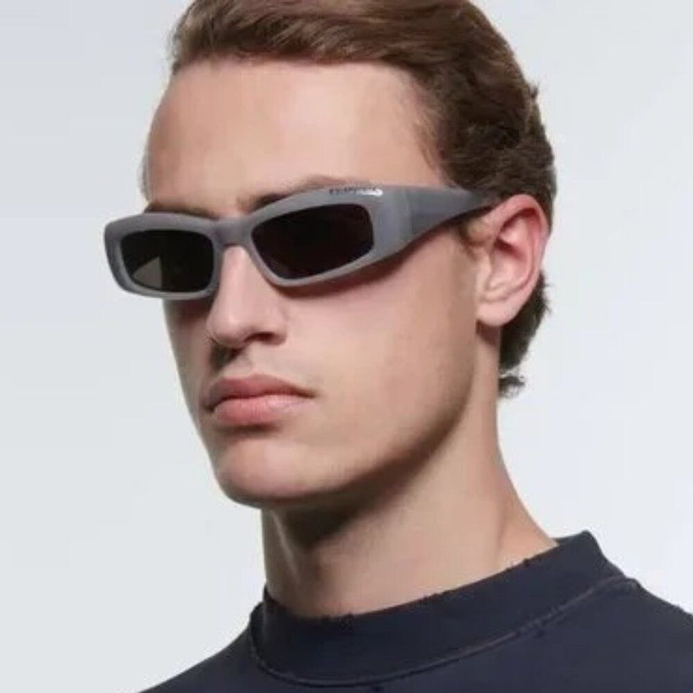 SALE! NEW Balenciaga BB0266S 003 Grey Rectangle Unisex Sunglasses